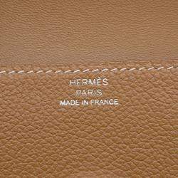 Pre Owned Hermes Dogon Card Case Gold Evercolor