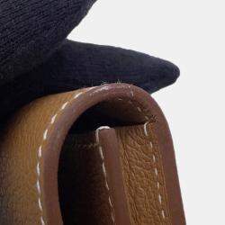 Pre Owned Hermes Dogon Card Case Gold Evercolor