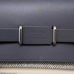 Pre Owned Hermes Herbag Zip Ardoise/Ecru Toile H Vache Hunter Leather Mini