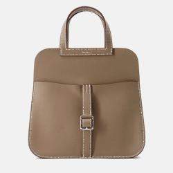 Pre Owned Hermes Halzan Mini Etoupe Swift Leather Bag 