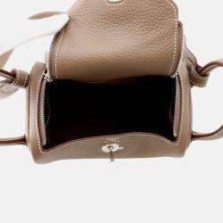Pre Owned Hermes Lindy Mini Etoupe Taurillon Clemence Bag 