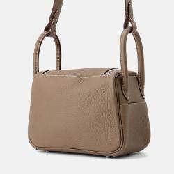 Pre Owned Hermes Lindy Mini Etoupe Taurillon Clemence Bag 