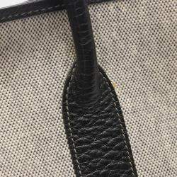 Pre Owned Hermes Garden Party Gray Black Toile H Canvas Leather F Tote PM