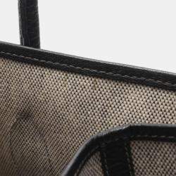 Pre Owned Hermes Garden Party Gray Black Toile H Canvas Leather F Tote PM