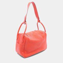 Pre Owned Hermes Lindy 34 Rouge Pivoine Taurillon Clemence Leather Shoulder Bag