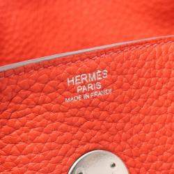 Pre Owned Hermes Lindy 34 Rouge Pivoine Taurillon Clemence Leather Shoulder Bag