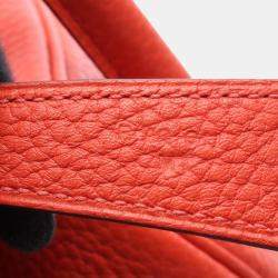 Pre Owned Hermes Lindy 34 Rouge Pivoine Taurillon Clemence Leather Shoulder Bag