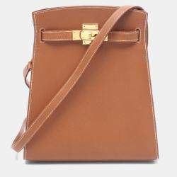 Pre Owned Hermes Kelly Sports Mm Shoulder Bag Courchevel Leather Gold Brown