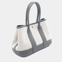 Pre Owned Hermes Garden Party Neo 23 Green/Beige Toile and Leather Tote Bag