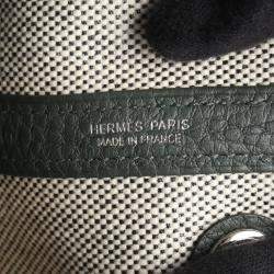 Pre Owned Hermes Garden Party Neo 23 Green/Beige Toile and Leather Tote Bag