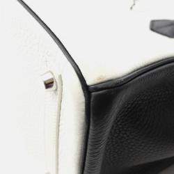 Pre Owned Hermes Birkin 30 Handbag Clemence Leather Black White