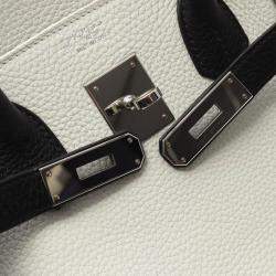 Pre Owned Hermes Birkin 30 Handbag Clemence Leather Black White