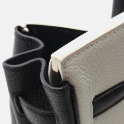 Pre Owned Hermes Birkin 30 Handbag Clemence Leather Black White