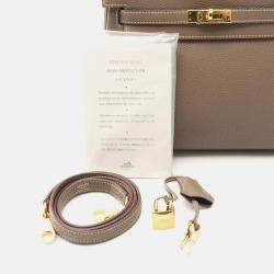 Pre Owned Hermes Kelly 25 Etoupe Grey Togo Leather Shoulder Bag