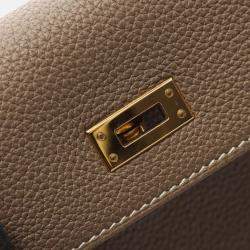 Pre Owned Hermes Kelly 25 Etoupe Grey Togo Leather Shoulder Bag