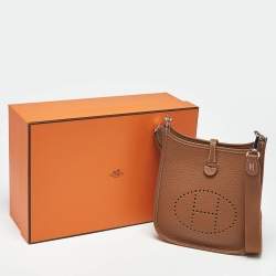 Pre Owned Hermès Gold Taurillon Clemence Leather Evelyne TPM Bag