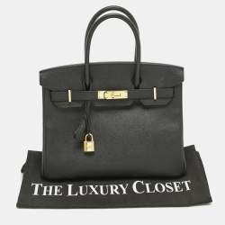 Pre Owned Hermes Noir Epsom Leather Gold Finish Birkin 30 Bag