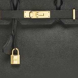 Pre Owned Hermes Noir Epsom Leather Gold Finish Birkin 30 Bag