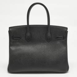 Pre Owned Hermes Noir Epsom Leather Gold Finish Birkin 30 Bag