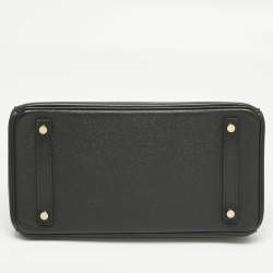 Pre Owned Hermes Noir Epsom Leather Gold Finish Birkin 30 Bag