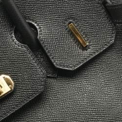 Pre Owned Hermes Noir Epsom Leather Gold Finish Birkin 30 Bag