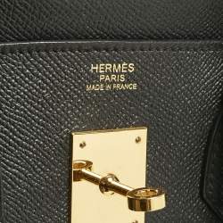 Pre Owned Hermes Noir Epsom Leather Gold Finish Birkin 30 Bag