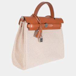 Pre Owned Hermes  Herbag Zip PM 31 Ecru Naturel Viking Fauve Hunter Bag