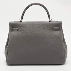 Pre Owned Hermes Etain Togo Leather Palladium Finish Kelly Retourne 32 Bag