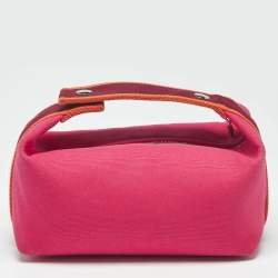 Pre Owned Hermes Hibiscus Canvas Small Bride-a-Brac Pouch