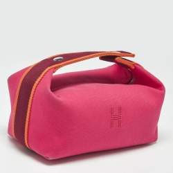 Pre Owned Hermes Hibiscus Canvas Small Bride-a-Brac Pouch