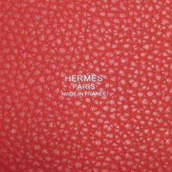 Pre Owned Hermes Picotin Lock 22 Red Taurillon Clemence Leather Tote Bag
