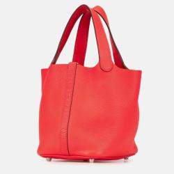 Pre Owned Hermes Picotin Lock 18 Rose Jaipur Taurillon Clemence Leather Tote Bag