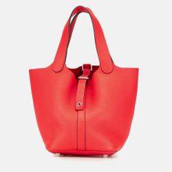Pre Owned Hermes Picotin Lock 18 Rose Jaipur Taurillon Clemence Leather Tote Bag