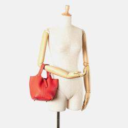 Pre Owned Hermes Picotin Lock 18 Rose Jaipur Taurillon Clemence Leather Tote Bag
