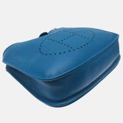 Pre Owned Hermes Evelyne III PM Blue Epsom Leather Shoulder Bag