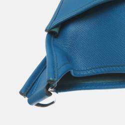 Pre Owned Hermes Evelyne III PM Blue Epsom Leather Shoulder Bag