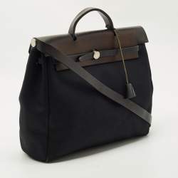 Pre Owned Hermes Black Canvas and Leather 2 in 1 Herbag 39 Bag