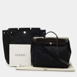 Pre Owned Hermes Black Canvas and Leather 2 in 1 Herbag 39 Bag