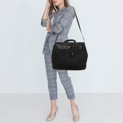 Pre Owned Hermes Black Canvas and Leather 2 in 1 Herbag 39 Bag