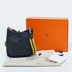 Pre Owned Hermes Bleu Indigo/Lime Epsom Leather Evelyne Amazone TPM Bag