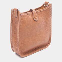 Pre Owned Hermes Evelyne TPM Gold Leather Shoulder Bag