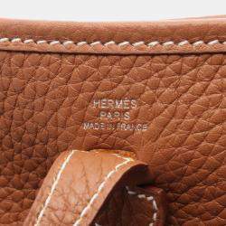Pre Owned Hermes Evelyne TPM Gold Leather Shoulder Bag