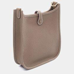 Pre Owned Hermes Evelyne TPM Etoupe  Leather Shoulder Bags