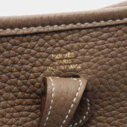 Pre Owned Hermes Evelyne TPM Etoupe  Leather Shoulder Bags