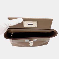 Pre Owned Hermes 24/24 Sac Van Quatre Mini Etoupe Swift Evercolor Leather Handbag