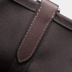 Pre Owned Hermes Sucked Pansage Groom Rouge H/Chocolat Toile Chevrons Canvas Bag