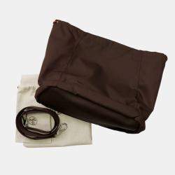 Pre Owned Hermes Sucked Pansage Groom Rouge H/Chocolat Toile Chevrons Canvas Bag