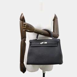 Pre Owned Hermes Kelly Retourne 32 Black Togo Leather Bag