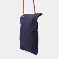 Pre Owned Hermes Sac Aline Blue Indigo/Gold Toile Chevrons Barenia Leather Size Mm