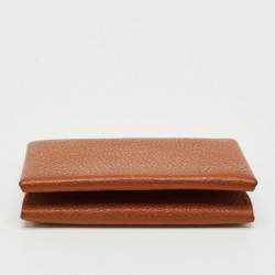 Pre Owned Hermès Fauve Barenia Faubourg Leather Calvi Duo Card Holder